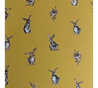 Shabby Hares Design Cotton Rich Linen Look Fabric for Curtains Blinds Craft Quilting Patchwork & Upholstery 55" 140cm Wide - Sold by The Half Metre (Mustard)