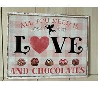 Shabby Victorian Style Valentine’s Day Sign, Valentines Day Wall Art, Love Chocolate Candy Sign Garden Restaurant Cafe Home Wall Decor Art Tin Sign Vintage 8x12 Inches