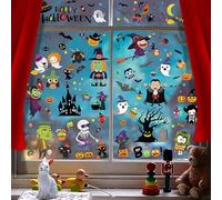 Shabeli 173PcsHalloween Window Clinas, 9 Sheets Halloween Decorations, Double-Sided Home Bats Ghost House Stickel Decals Halloween Decorations Indoor Outdoor Room Glass Party Decor (1)