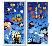 Shabeli 202PcsHalloween Window Clinas, 9 Sheets Halloween Decorations, Double-Sided Home Bats Ghost House Stickel Decals Halloween Decorations Indoor Outdoor Room Glass Party Decor (2)