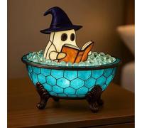 Shabeli Halloween Decorations Ghost Bubble Bath Lamp,Ghost Reading Book Lamp,Handmade Ghosts Reading Night Light Up (1)