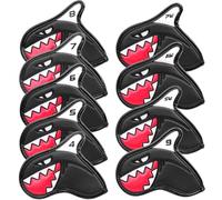 SHABIER Black 9pcs Golf Iron Head Covers with Shark Design Iron Headovers Wedges Covers 4-9 ASP