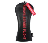 SHABIER Black Golf Head Cover with Red Remove Before Flight Design for Driver Club