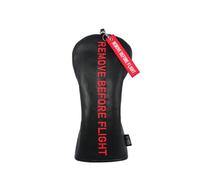 SHABIER Black Golf Head Cover with Red Remove Before Flight Design for Hybrid Club