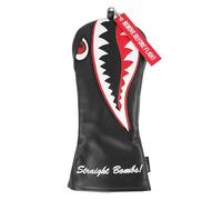 SHABIER Golf Black Flying Tiger Warshark Driver Cover, Leather, for 460cc Driver, Fairway, Hybrid, Interchangeable Number Tags