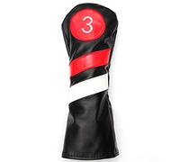 SHABIER Golf Head Covers 3pcs/Set Driver Fairway Wood Headcovers White Red and White Vintage PU Leather 1 3 5 Driver and Fairway Head Covers for Golf Club (Black 3)