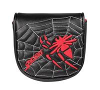 SHABIER Golf Putter Headcover, Black and Red Arachnid Design with Web Pattern, Mallet Style Head Cover