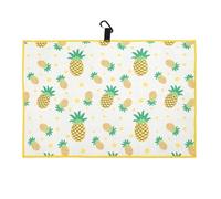 SHABIER Golf Towel with Pineapples and Pink Stripes Design Golf Microfiber Waffle Pattern Golf Towel