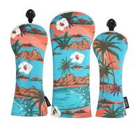 SHABIER Hawaii Island Flowers, Palm Trees, Beach, Ocean Golf Head Cover for Driver/Fairway/Hybird Club
