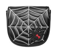 SHABIER Mallet Putter Headcover, Black and Red Spider Web Design with Magnetic Closure, Faux Leather Golf Club Cover