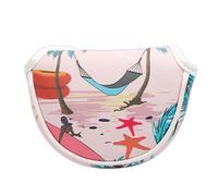 SHABIER Mid-Mallet Headcover with Pink Aloha Tropical Hawaii Surf Beach Design