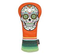 SHABIER Orange Golf Hybrid Headcover with Green Embroidery Sugar Skull Design for Golf Club
