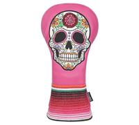 SHABIER Pink Golf Driver Headcover with Rose Embroidery Sugar Skull Design for Golf Driver Club