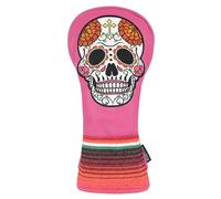 SHABIER Pink Golf Fairway Headcover with Orange Flowers Embroidery Sugar Skull Design for Golf Club