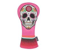 SHABIER Pink Golf Hybrid Headcover with Rose Embroidery Sugar Skull Design for Golf Club