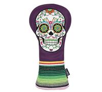 SHABIER Purple Golf Fairway Headcover with Green Embroidery Sugar Skull Design for Golf Club