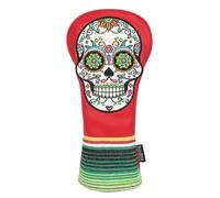 SHABIER Red Golf Hybrid Headcover with Green Embroidery Sugar Skull Design for Golf Club