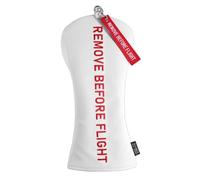 SHABIER White Golf Head Cover with Red Remove Before Flight Design for Driver Club