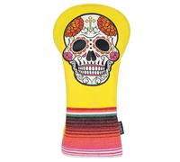 SHABIER Yellow Golf Driver Headcover with Organ Flowers Embroidery Sugar Skull Design for Golf Driver Club