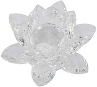 SHABJY Clear Crystal Lotus Flower Ornament, Large 13 cm, White Glass, Home Decoration