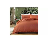 SHABJY Cotton Linen Plain Rust Bedding Set Easy Button Fastening, The Rich, Earthy Tones, Warm Is Soft And Sumptuous - Double