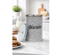 SHABJY Crushed Diamond Biscuit Canister, 20cm, Glass with Silver Trimmings