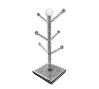 SHABJY Crushed Diamond Cup Holder, 40 cm, Silver Glass Sparkle, Elegant Home Decor