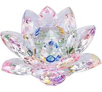 SHABJY Crystal Lotus Flower Ornament, 18 cm Sparkle Crystal Rotating Lotus Decoration, Multicolour