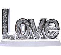 SHABJY Love Ceramic Sculpture Ornament, Chrome Silver, Crushed Diamond, Handmade, 17 cm