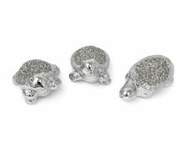 SHABJY Set of 3 Silver Sea Turtle Figurines - Crushed Diamond Sparkle Ornaments Elegant Crystallized Turtle Decor