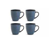 SHABJY Set of 4 Reactive Stoneware Mugs Check Out The Rest of Our Matching Blue Glazed Stoneware Beauties and Enjoy A Full House - Navy
