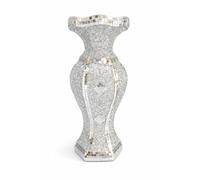 SHABJY Silver Ceramic Vase with Crushed Diamond Design, 30 x 15 x 10 cm, Decorative Flower Vase for Home, Handcrafted Mirrored Mosaic