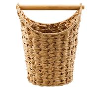 SHABJY Wicker Toilet Roll Basket Is Crafted From Woven Bamboo And Features A Wooden Handle - Natural,