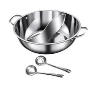 Shabu Pot with Divider Mandarin Duck Pot Double Flavor Hot Pot Thick Stainless Steel for Gas Stove- 32cmx8cm