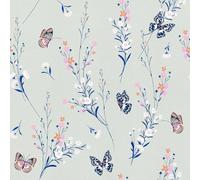 Shackcom Vintage Floral Wallpaper Peel and Stick Wallpaper 44.5 x 1000cm, Boho Flower Contact Paper Daisy & Butterfly Self Adhesive Removable for Decorative Bedroom Home Wall Paper (Grey)