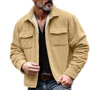 Shacket Mens Sherpa Fleece Lined Corduroy Jacket Men Trucker Button up Thermal Warm Winter Coat Vintage Work Casual Cargo Jackets Khaki