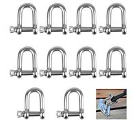Shackle D Shape, 10Pcs M6 Stainless Steel Shackle, 304 Stainless Steel D Ring Shackle, Stainless Steel M6 D Ring Screw Shackles with Pins, Screw Pin Shackle, for Chains Wire Rope Lifting