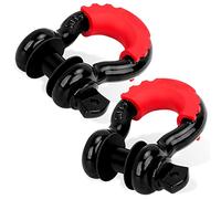 Shackles 3/4" (2 PACK) RETECK D ring Shackle Rugged Unbreakable Maximum Breaking Strength 28.5 Ton (57,000 Lbs) with 7/8'' Pin Bow Screw Heavy Duty D Ring for Jeep Vehicle Recovery, Black