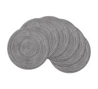 SHACOS 38cm Round Placemats Set of 6 Washbale Table Mats Braided Woven Place Mats Heat Resistant Round Table Placemats for Kitchen Indoor Outdoor Home Restaurant, Grey