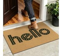 SHACOS Artificial Coir Doormat, 60 x 90 cm, Non Slip Entrance Mat, Hello | Heavy Duty Rubber Backing, Dirt Trapper and Moisture Absorbent, Front Door Floor Mats, For Outdoor Indoor Entrances