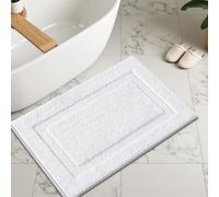 SHACOS Bathroom Rug Mat Fluffy, Microfiber Shaggy Bath Mat, Non-Slip Soft Bathroom Carpet, Super Absorbent Quick Drying, Machine Washable, for Shower Floor Bathtub, White, 50 x 80 cm