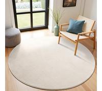 SHACOS Beige Round Rug 160cm Fluffy Area Rugs Circle Rug Washable Anti Slip Underside Soft Round Rugs for Living Room, Bedroom, Kid's Room