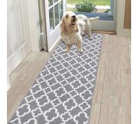 SHACOS Carpet Runner for Hallway Grey Non Slip 60x180cm Machine Washable Kitchen Laundry Room Area Rug Runner Geometric Trellis Floor Door Mat Runner for Hallway Entryway Kitchen Laundry Room