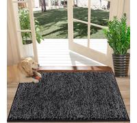 SHACOS Door Mat Indoor, Microfiber Dust Dirt Trapper Door Mats, Non-Slip Machine Washable Floor Mat, Pets and Dog Mat, Super Absorbent Entrance Mat, Black Grey, 40 x 60 cm