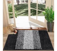 SHACOS Door Mat Indoor, Microfiber Dust Dirt Trapper Door Mats, Non-Slip Machine Washable Floor Mat, Pets and Dog Mat, Super Absorbent Entrance Mat, Black, 40 x 60 cm