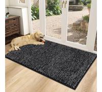 SHACOS Door Mat Indoor, Microfiber Dust Dirt Trapper Door Mats, Non-Slip Machine Washable Floor Mat, Pets and Dog Mat, Super Absorbent Entrance Mat, Black Grey, 60 x 90 cm