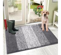 SHACOS Door Mat Indoor, Microfiber Dust Dirt Trapper Door Mats, Non-Slip Machine Washable Floor Mat, Pets and Dog Mat, Super Absorbent Entrance Mat, Grey, 80 x 120 cm