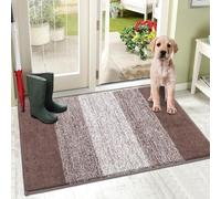 SHACOS Door Mat Indoor, Microfiber Dust Dirt Trapper Door Mats, Non-Slip Machine Washable Floor Mat, Pets and Dog Mat, Super Absorbent Entrance Mat, Brown, 80 x 120 cm