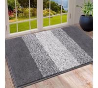 SHACOS Door Mat Indoor, Microfiber Dust Dirt Trapper Door Mats, Non-Slip Machine Washable Floor Mat, Pets and Dog Mat, Super Absorbent Entrance Mat, Grey, 60 x 90 cm