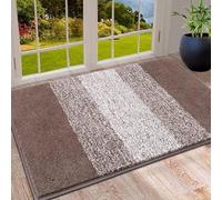 SHACOS Door Mat Indoor, Microfiber Dust Dirt Trapper Door Mats, Non-Slip Machine Washable Floor Mat, Pets and Dog Mat, Super Absorbent Entrance Mat, Brown, 50 x 80 cm